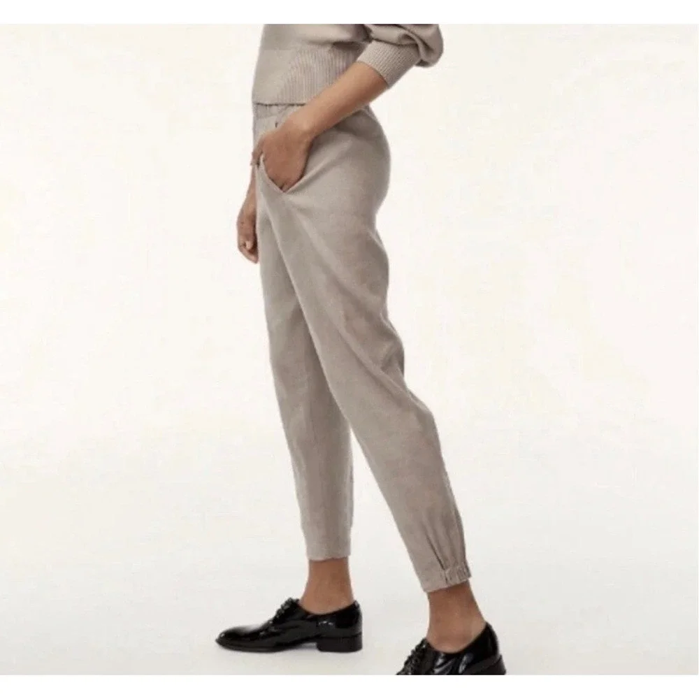 Babaton Aritzia Women Tan Linen Blend Elastic Waist Pull On Jogger Pants Size‎ S